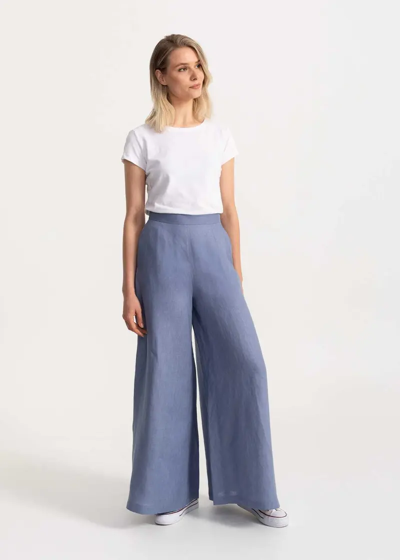 Pantaloni "Palazzo" 100% In - Albastru Prafuit