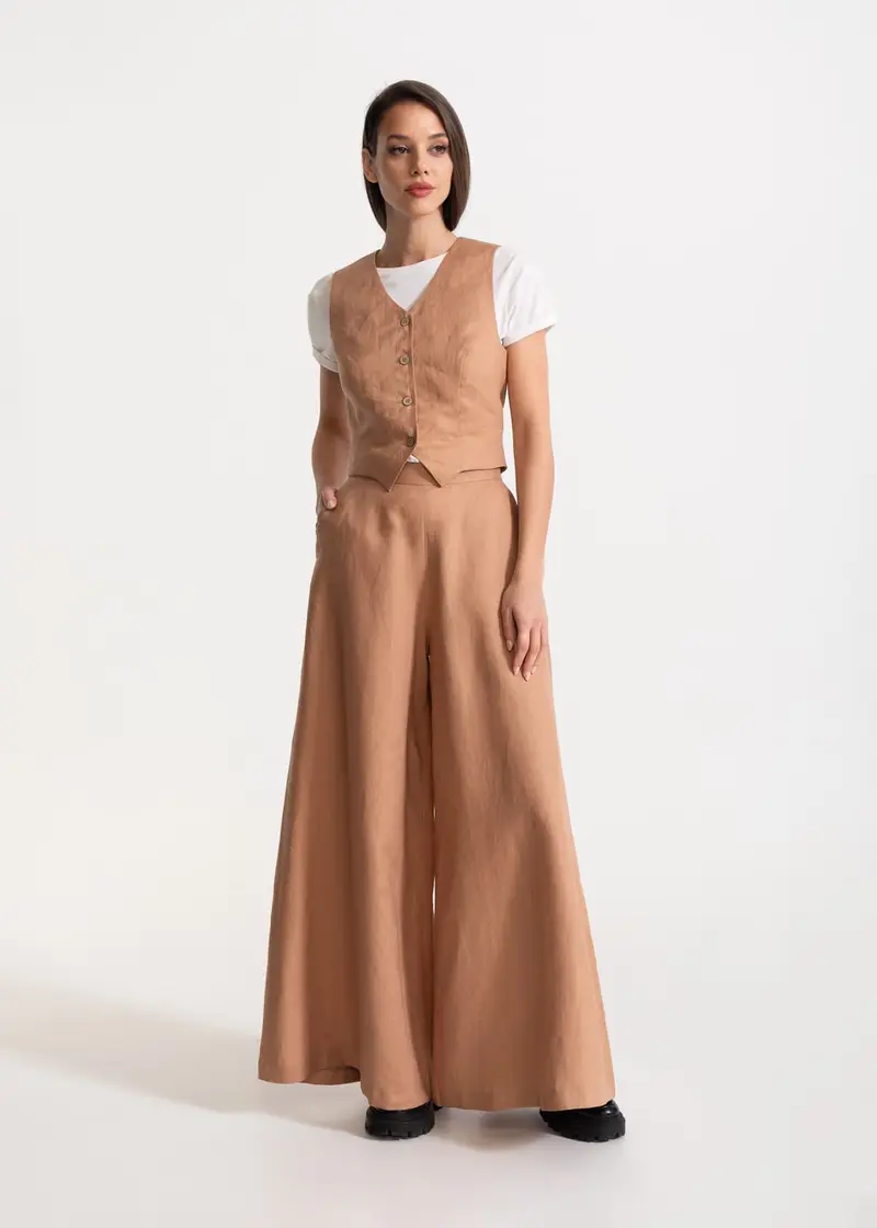 Pantaloni "Palazzo" 100% In - Cappuccino