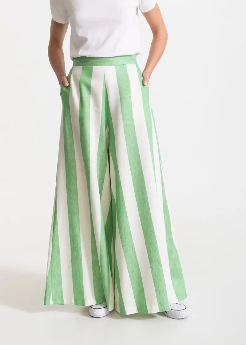Pantaloni "Palazzo" 100% In - Lime