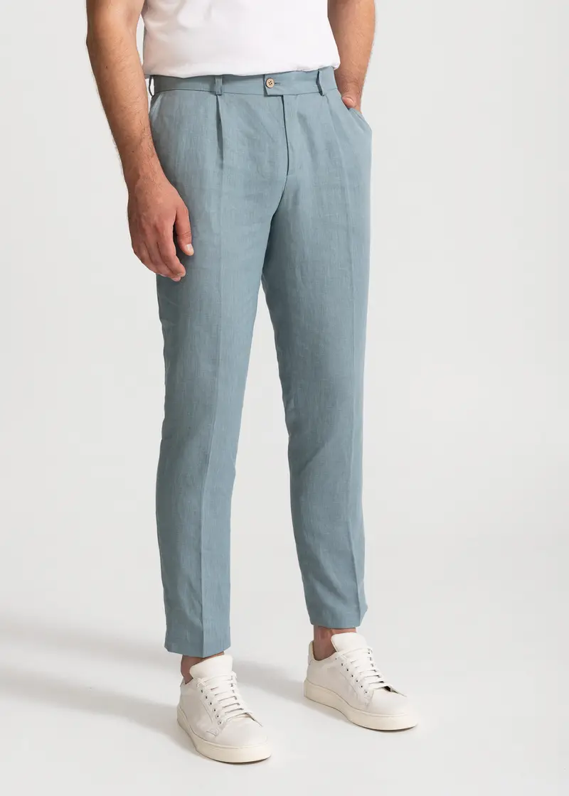 Pantaloni "Romana" 100% In - Albastru Ardeziu
