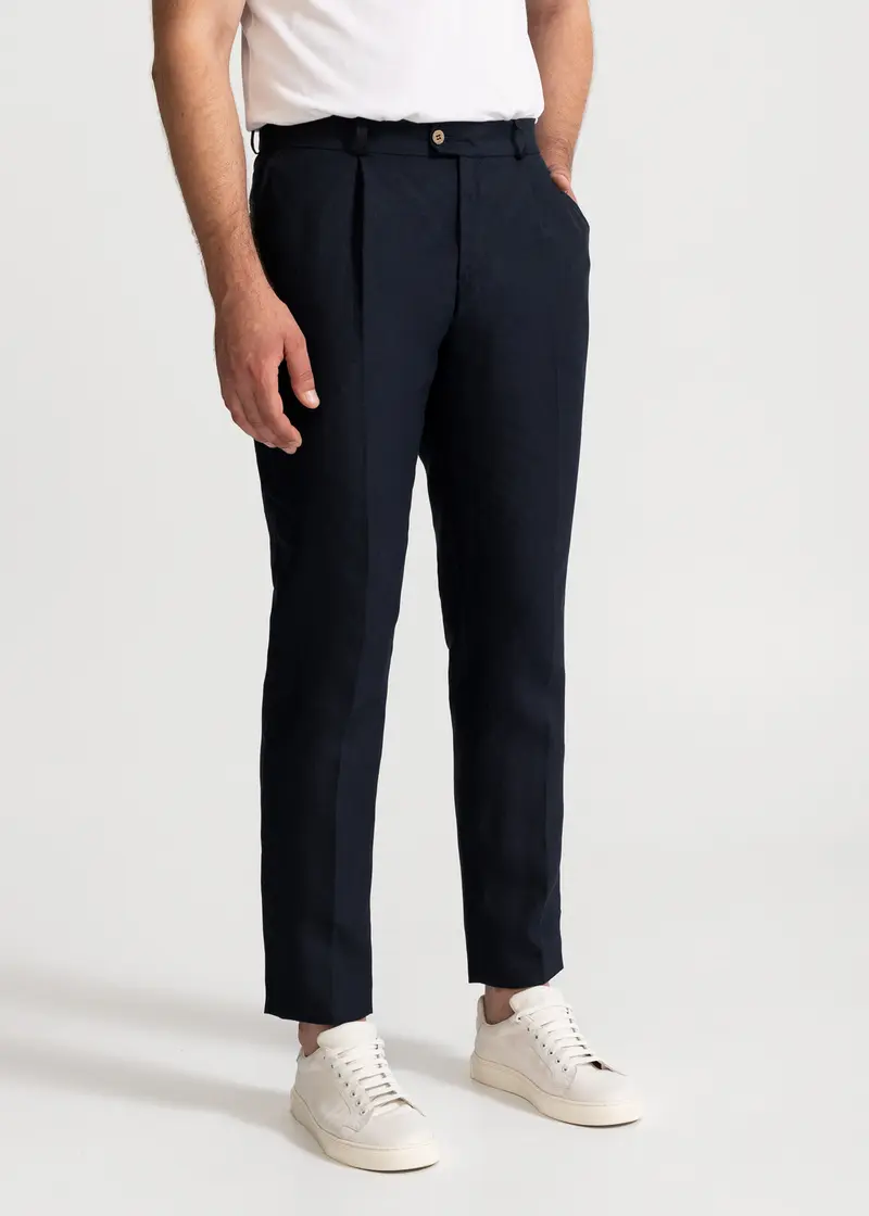 Pantaloni "Romana" 100% In - Bleumarin