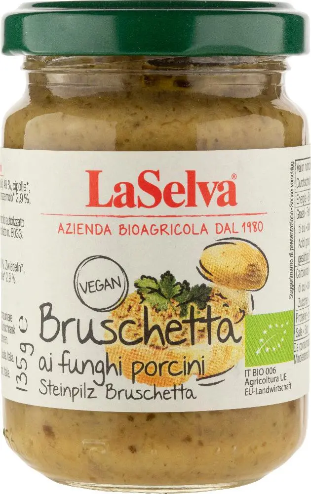 Pasta bio Bruschetta pe baza de ciuperci porcini, 130g LaSelva