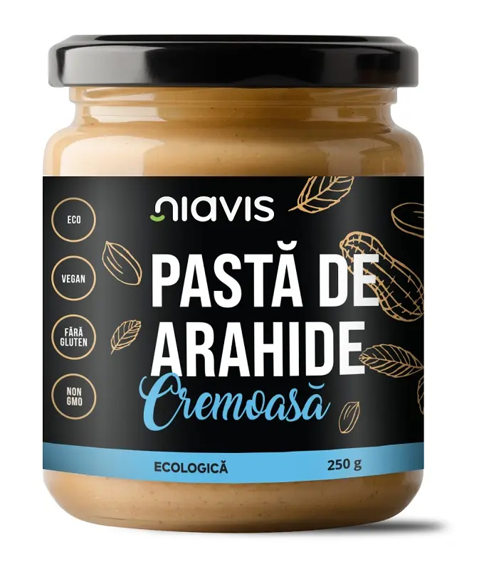 Pastă de arahide cremoasă bio 250 g – Niavis - Ușor de întins