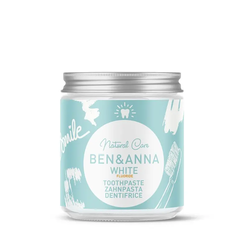 Pastă de Dinți White Fluoride cu fluor borcan 100 ml – BEN&ANNA