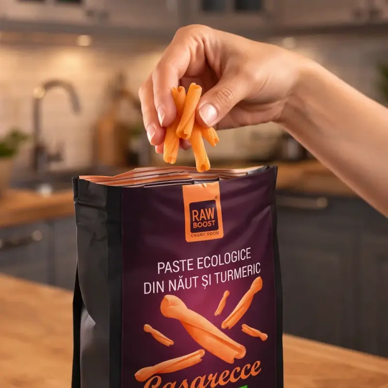 Paste ECO Casarecce din Năut cu Turmeric, Fără Gluten, 250g | Rawboost