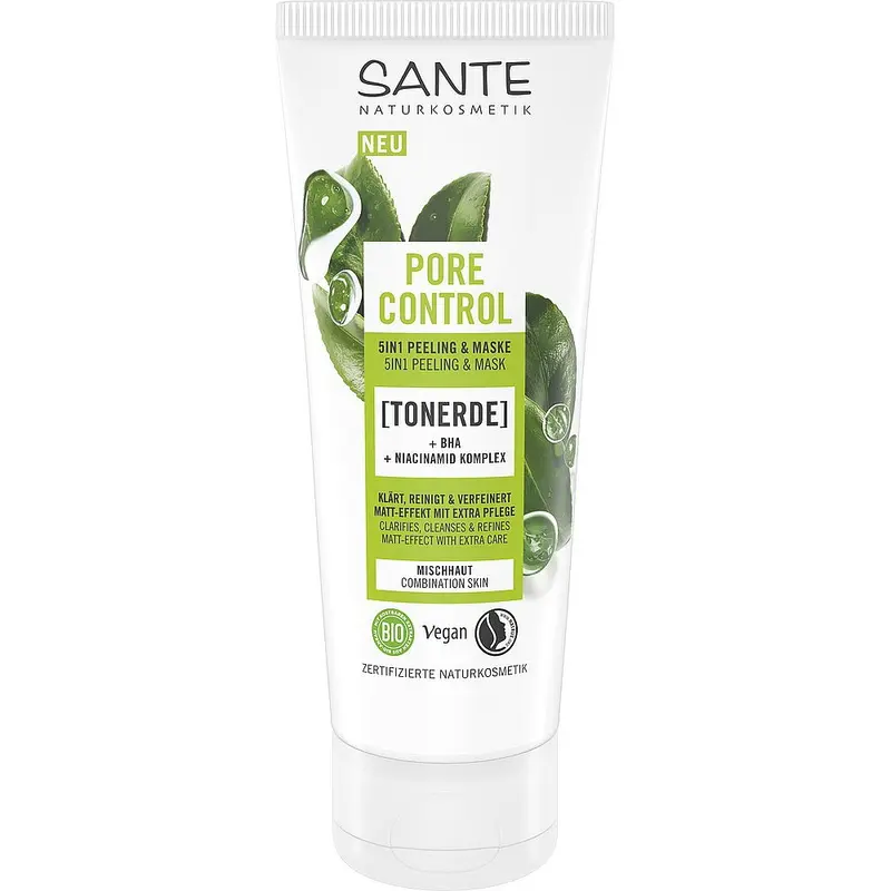 Peeling si masca Pore Control 5in1 cu BHA si niacinamida, 100ml | Sante