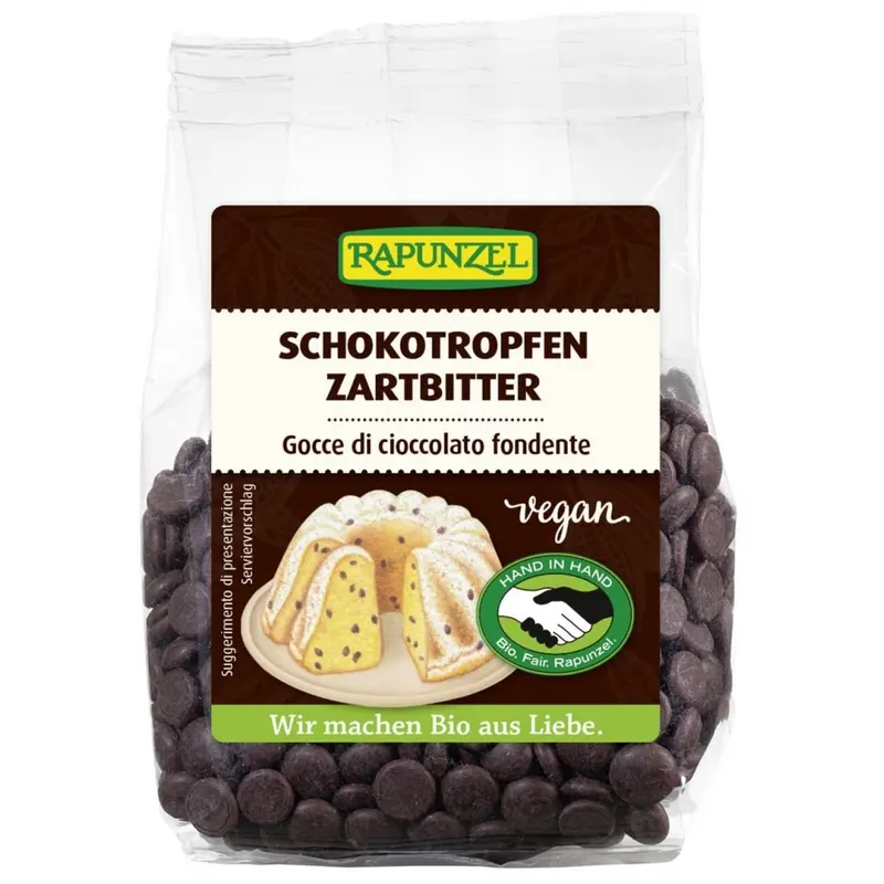 Picaturi de ciocolata delicat amaruie HIH BIO, 100g