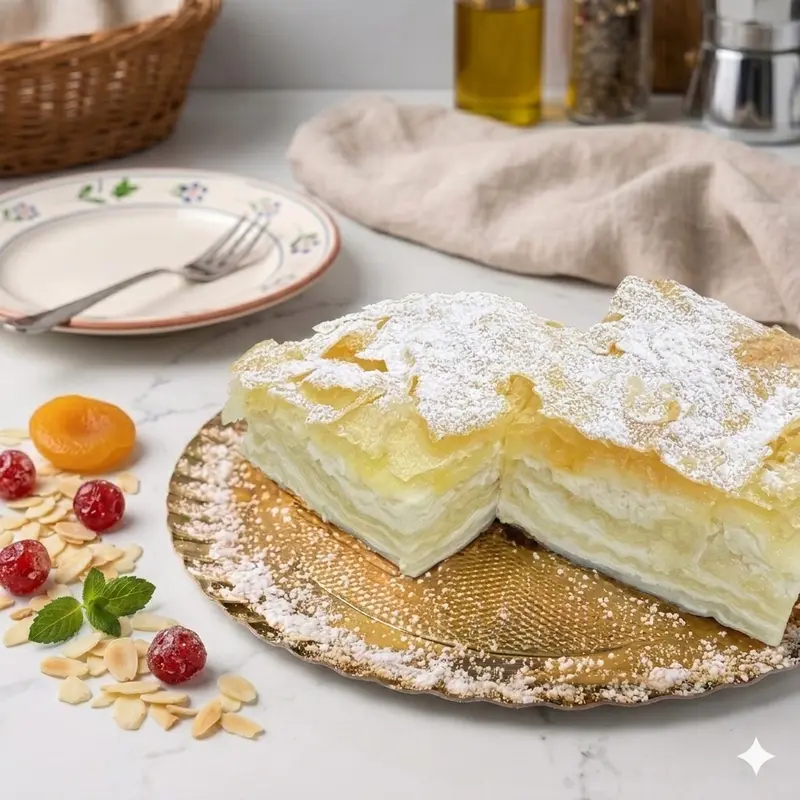 Plăcintă din foi cu brânză dulce