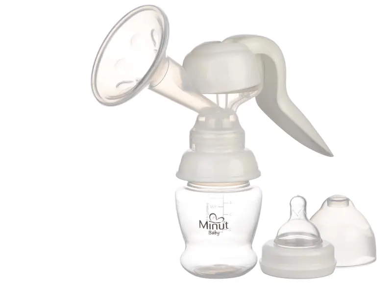 Pompă de sân manuală cu mâner, biberon și tetină – Minut Baby