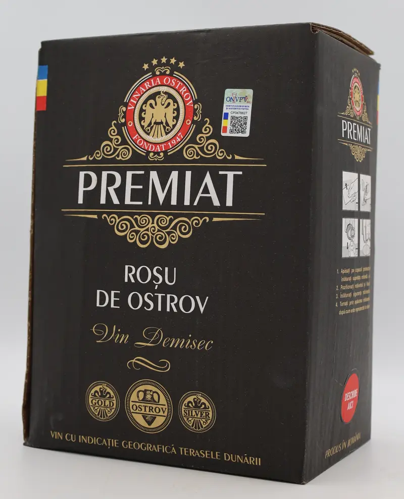PREMIAT, Vin bag in box, 5 litri, Roșu de Ostrov, Demisec