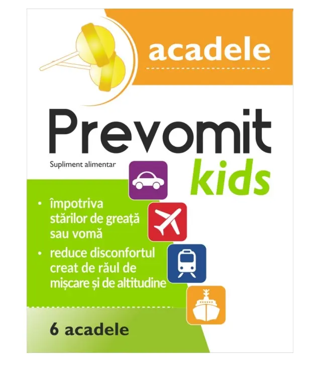 Prevomit Kids aromă de lămâie 6 acadele – Zdrovit