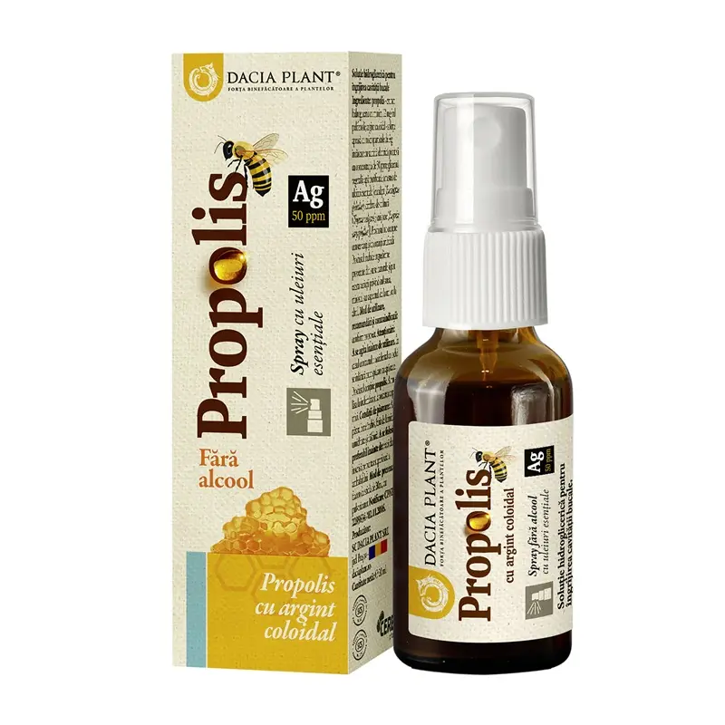 Propolis argint coloidal fără alcool, spray 20 ml – Dacia Plant