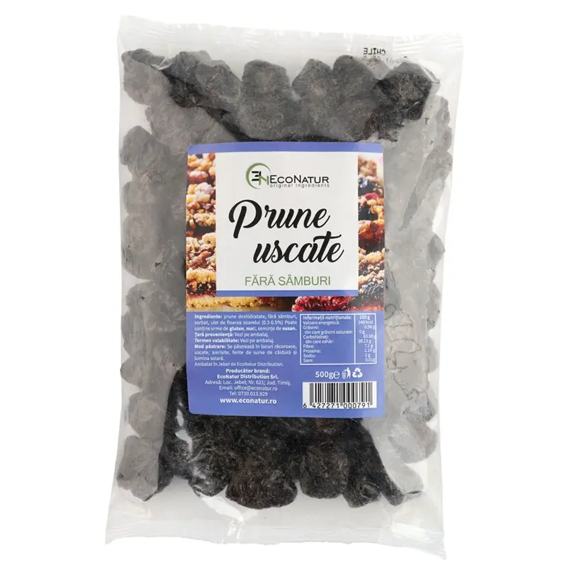 Prune uscate fără sâmburi 500 g – Eco Natur - Moi și dulci