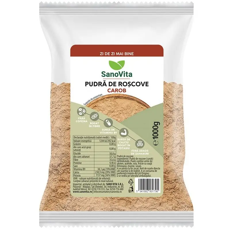Pudră de roșcove 1 kg – Sano Vita - Alternativă la cacao