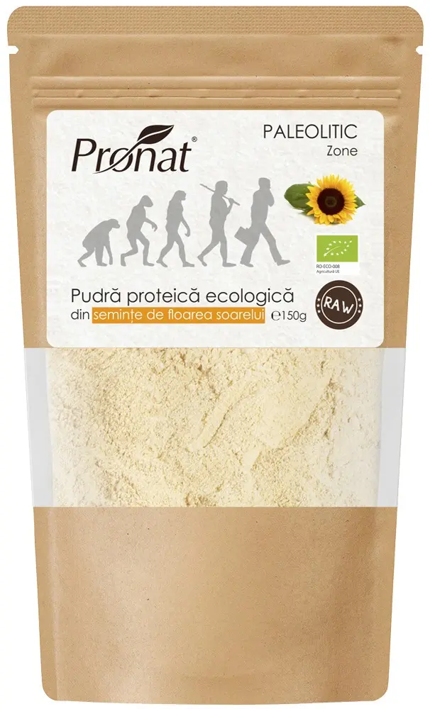 Pudra proteica bio din seminte de floarea soarelui, 150g Pronat