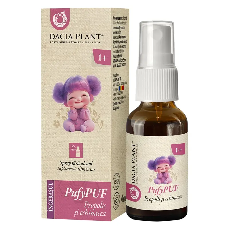 PufyPuf spray propolis fără alcool 20 ml – Dacia Plant