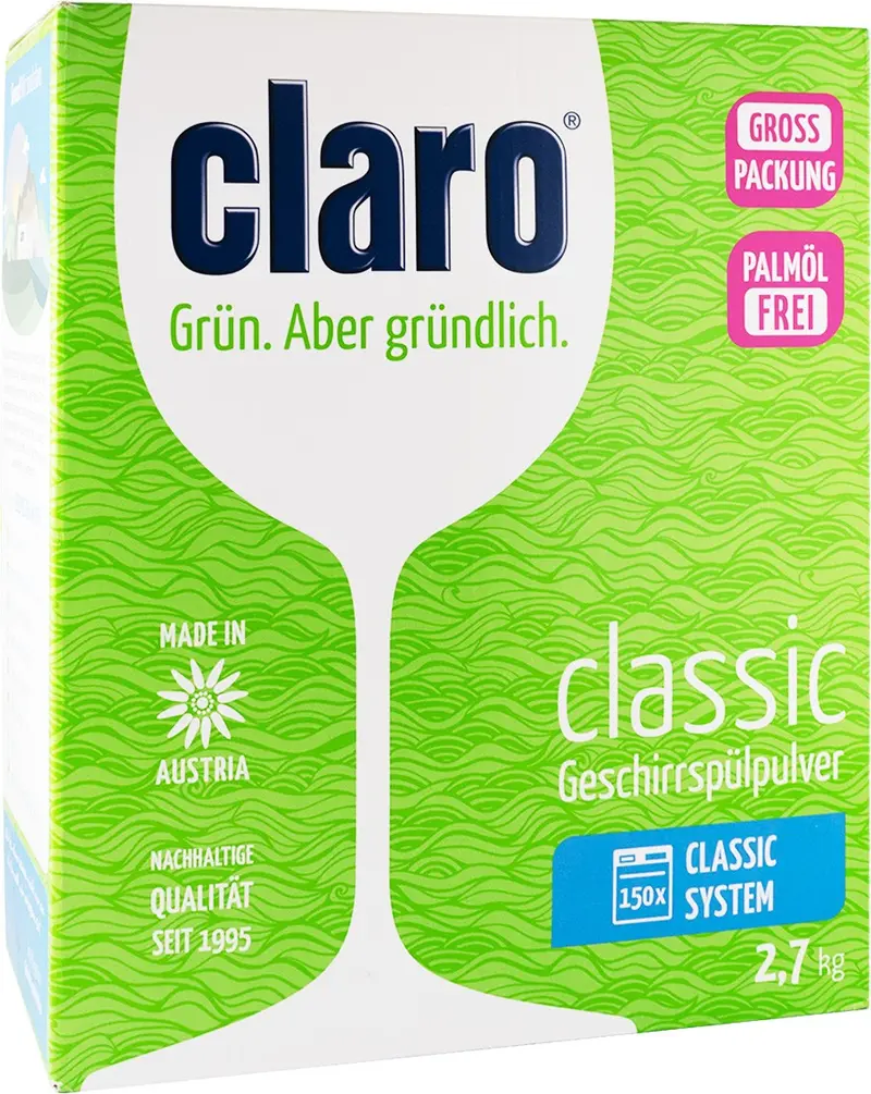 Pulbere ecologica pentru masina de spalat vase, 150 spalari, 2.7kg Claro Classic
