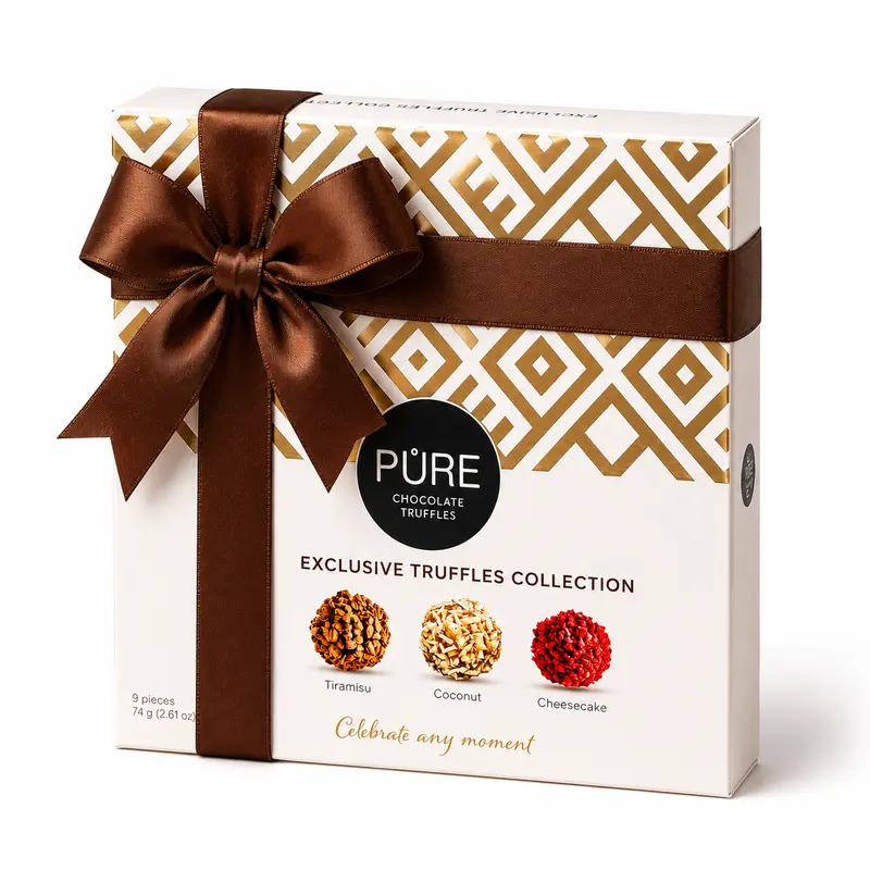 Pure Chocolate cutie cu 9 trufe de ciocolată cu lapte 74g