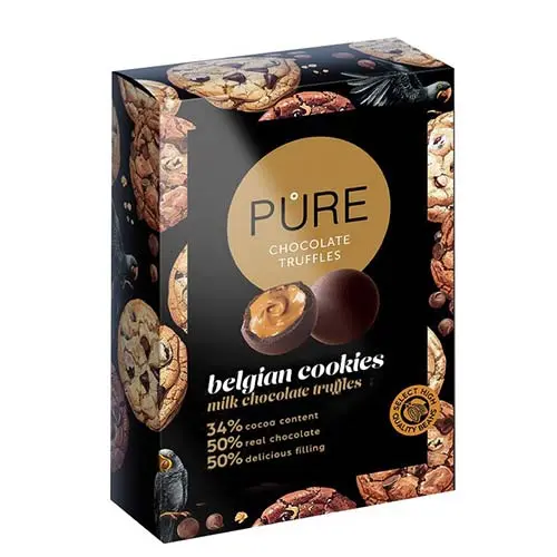 Pure Chocolate trufe de ciocolată cu lapte cu cremă de prăjiturele belgiene 148g