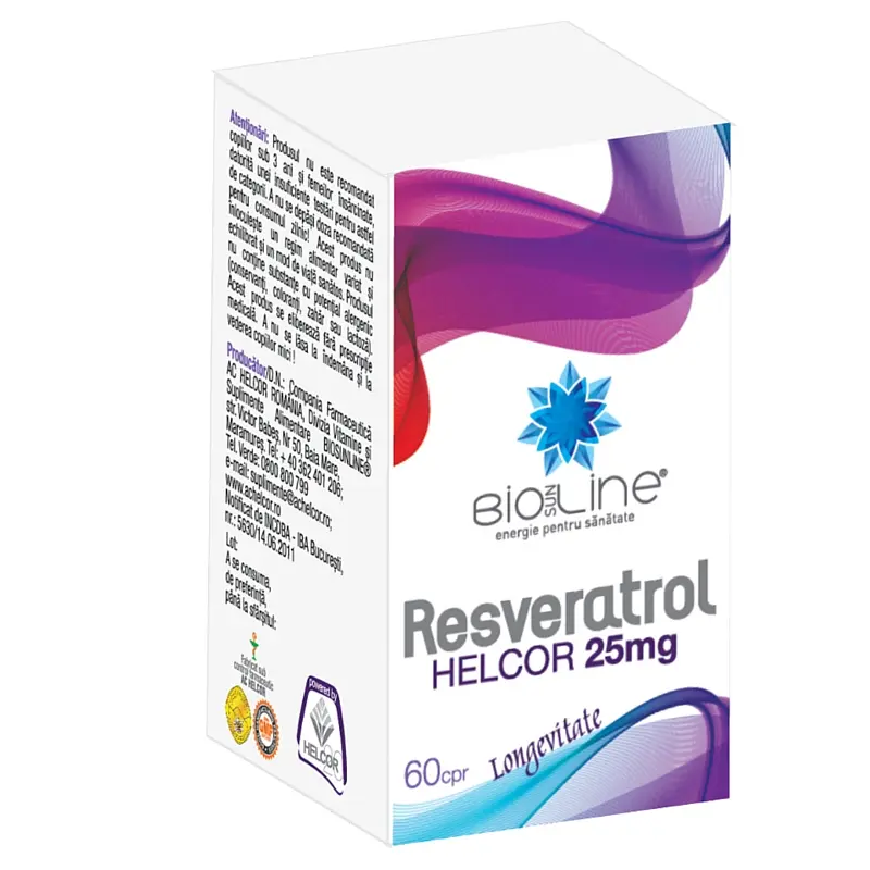 Resveratrol 25 mg 60 comprimate – Helcor - O doză pe zi