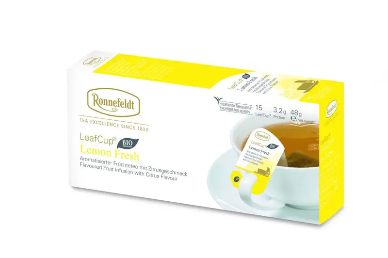 Ronnefeldt Leafcup Bio Lemon Fresh – Infuzie de fructe, 15 plicuri