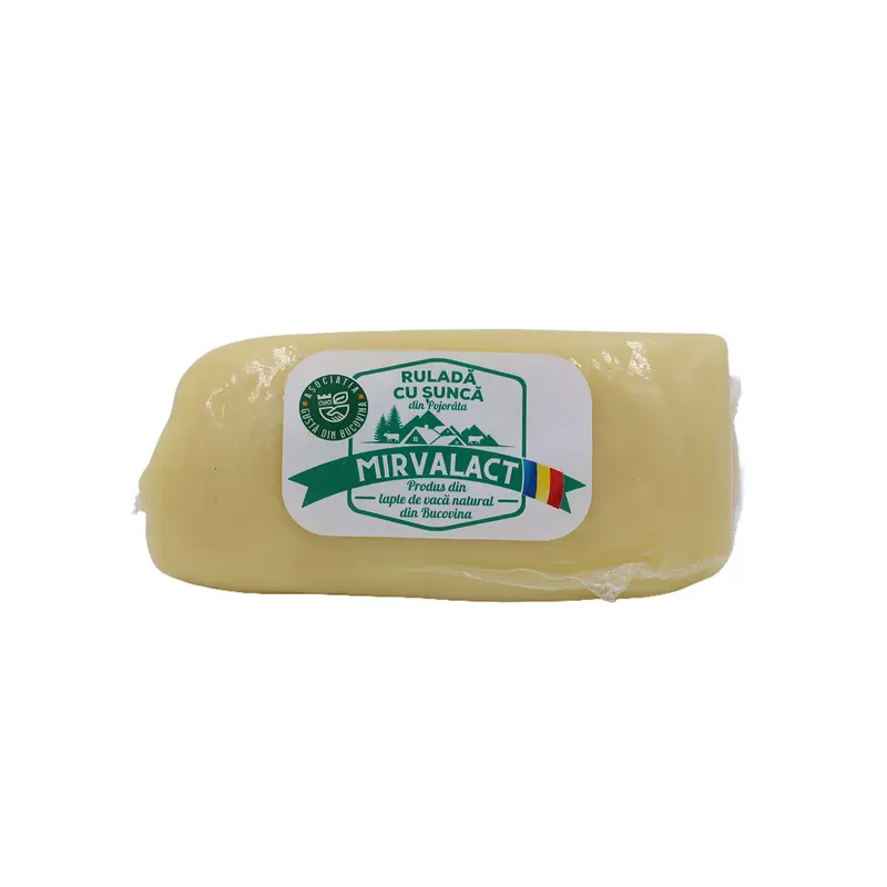 Ruladă de cașcaval cu șuncă Pojorâta 250g– brânză artizanală cu gust bogat