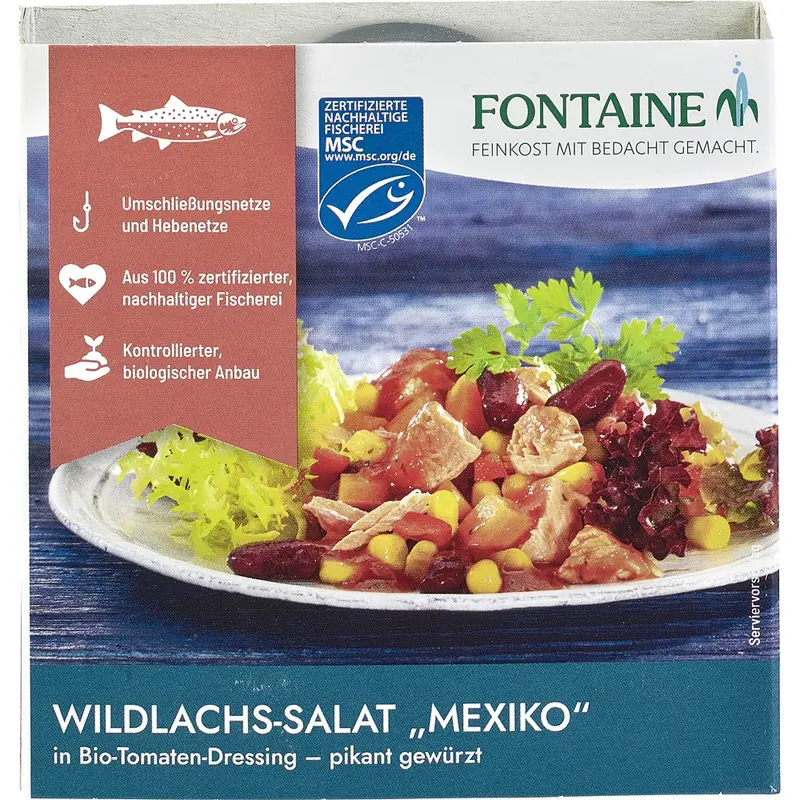 Salata de somon salbatic Mexico in dressing bio de rosii picanta, 200g | Fontaine