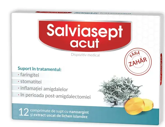 Salviasept Acut fără zahăr 12 comprimate de supt – Zdrovit