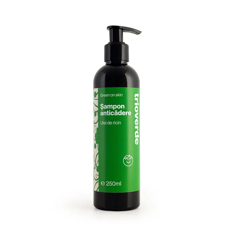 Șampon anticădere cu ulei de ricin, pompiță 250 ml – Trio Verde