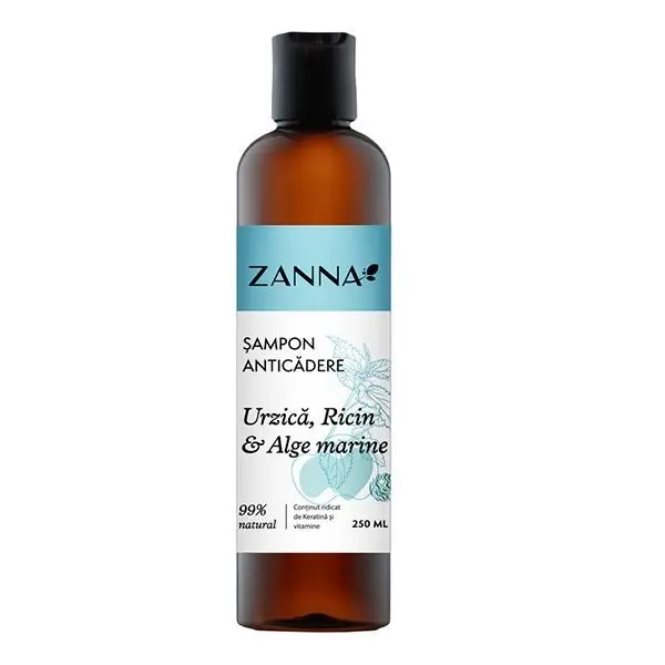 Șampon anticădere cu urzică, ricin și alge 250 ml – Zanna
