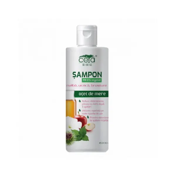 Șampon cu nalbă, urzică, brusture și oțet de mere 200 ml – Ceta
