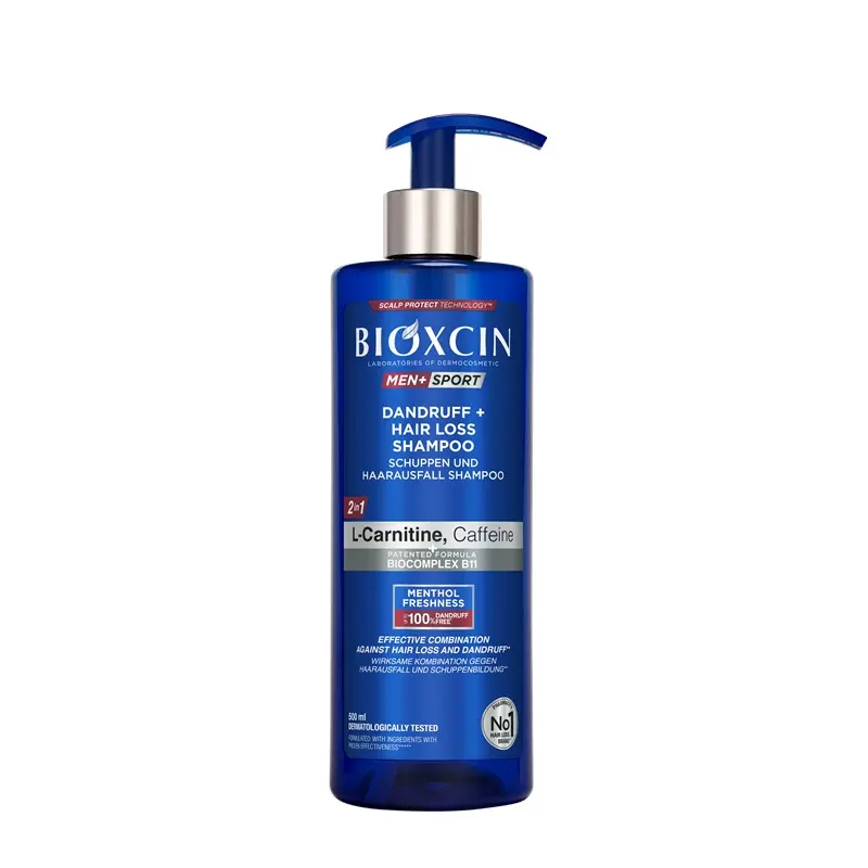 Șampon Men+Sport antimătreață și anticădere (500 ml) – Bioxcin