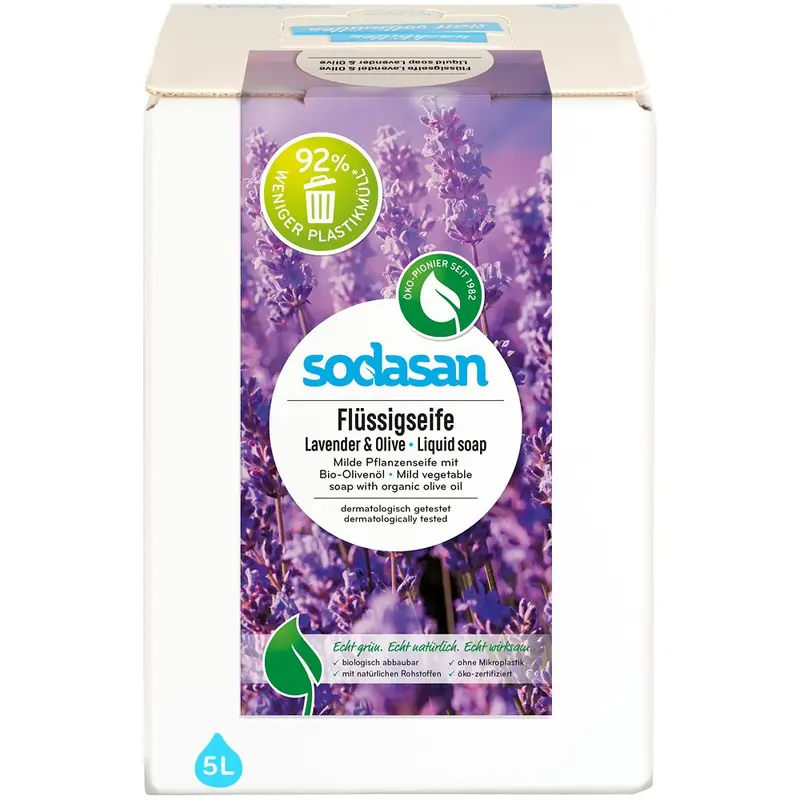 Sapun lichid cu lavanda bio si masline bio bag-in-box, 5L | Sodasan