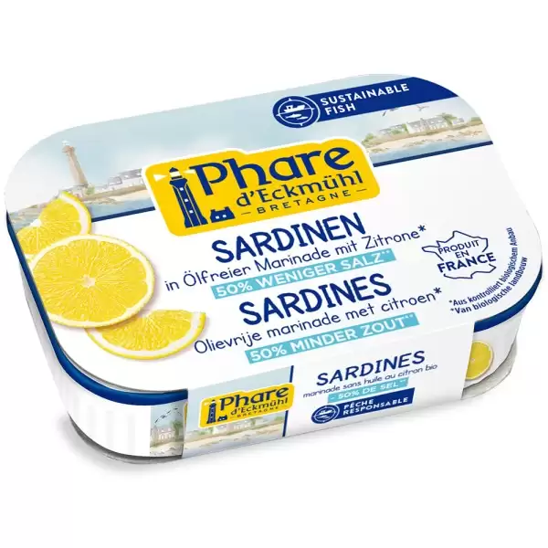 Sardine in marinada cu lamaie, fara ulei Phare, 115g | Phare