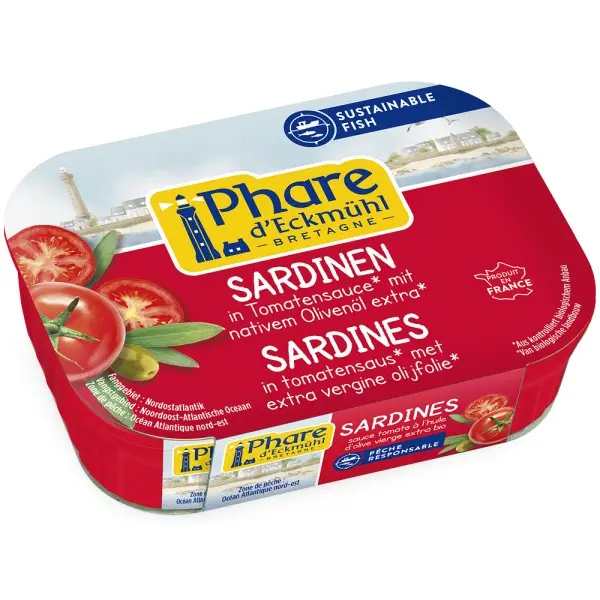 Sardine in sos de rosii bio cu ulei de masline bio extravirgin, 135g | Phare