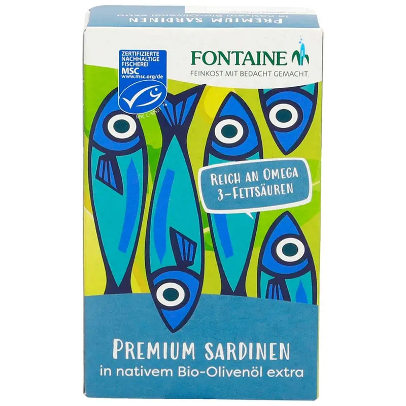 Sardine in ulei bio de masline, 120g | Fontaine
