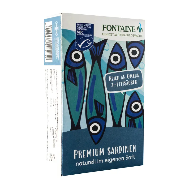 Sardine premium în suc propriu, 120g Fontaine