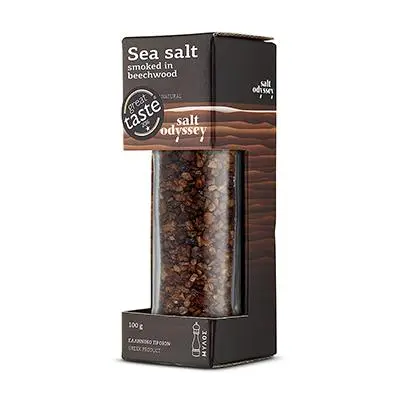 Sare Naturala Grunjoasa de Mare Afumata cu Rasnita Messolonghi 100 g