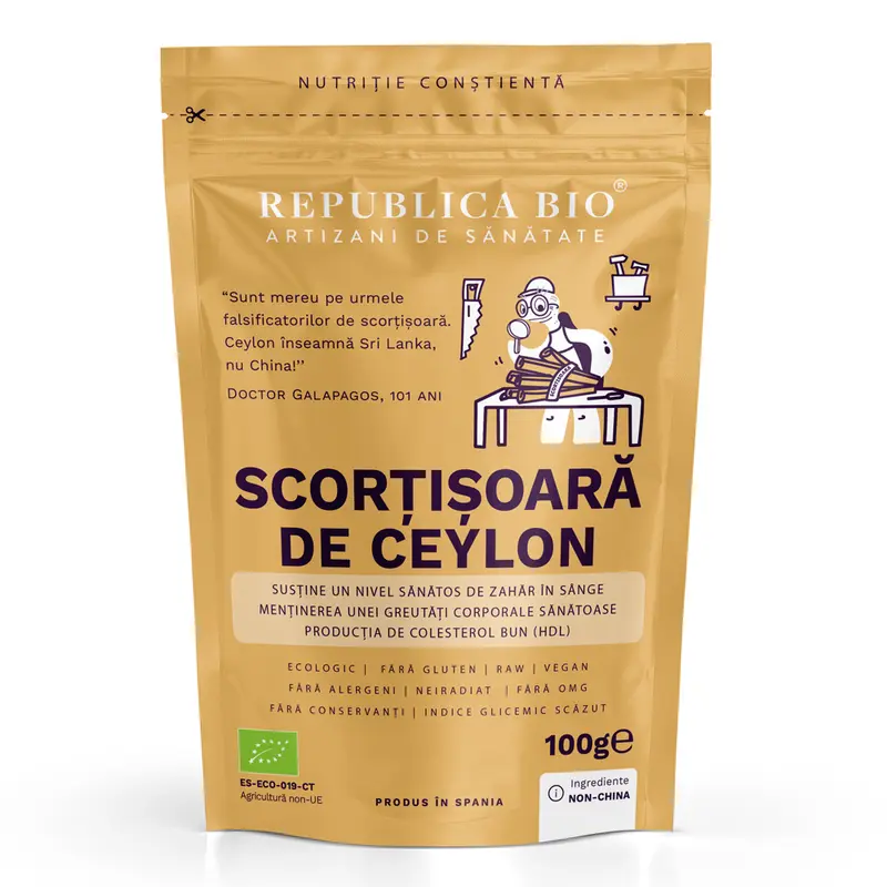 Scortisoara de Ceylon Ecologica, Originala, FARA GLUTEN, Certificata Republica BIO, 100 g