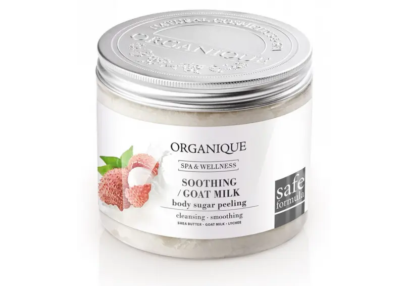 Scrub de corp cu zahar pentru piele sensibila , 200 ml Organique