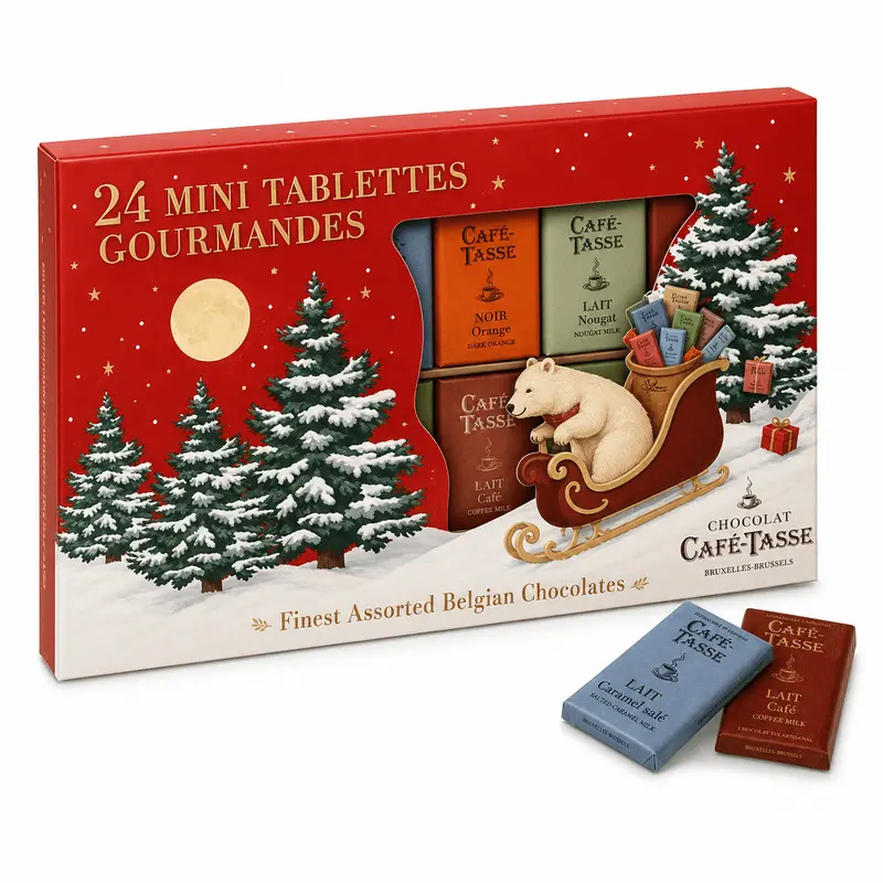 Selecție de 24 mini-tablete de ciocolată Café-Tasse 216g - Ediție de Crăciun