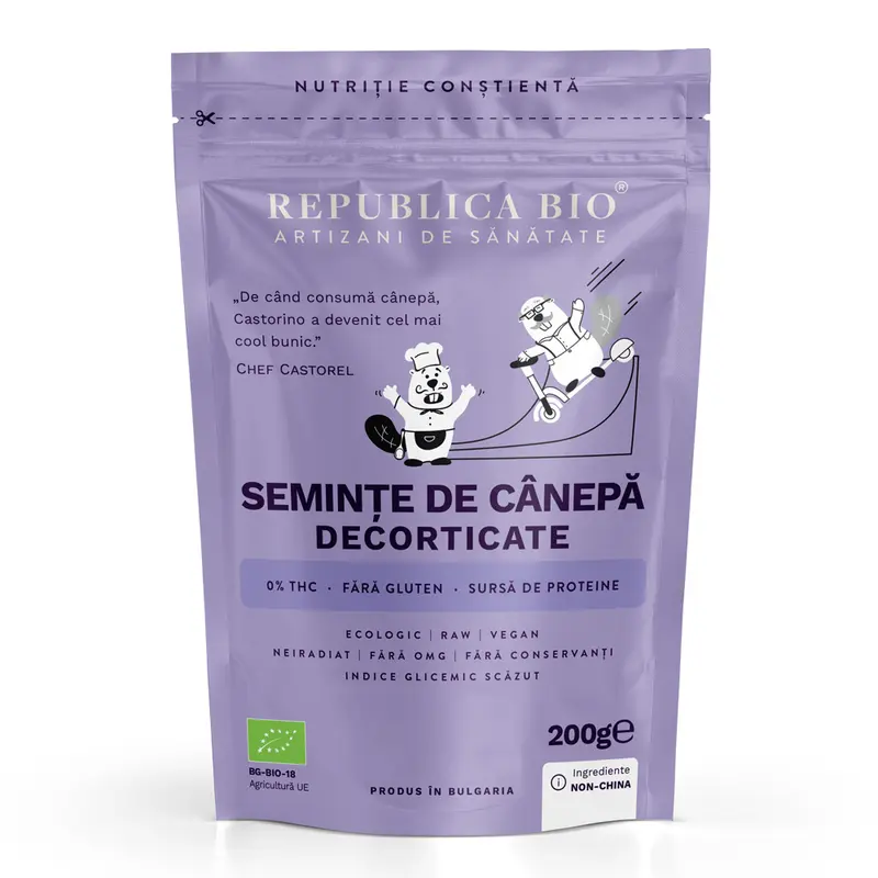 Seminte Bio de canepa decorticate FARA GLUTEN Republica BIO, 200g
