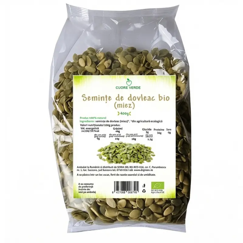 Seminte bio dovleac (miez) 400g Cuore Verde