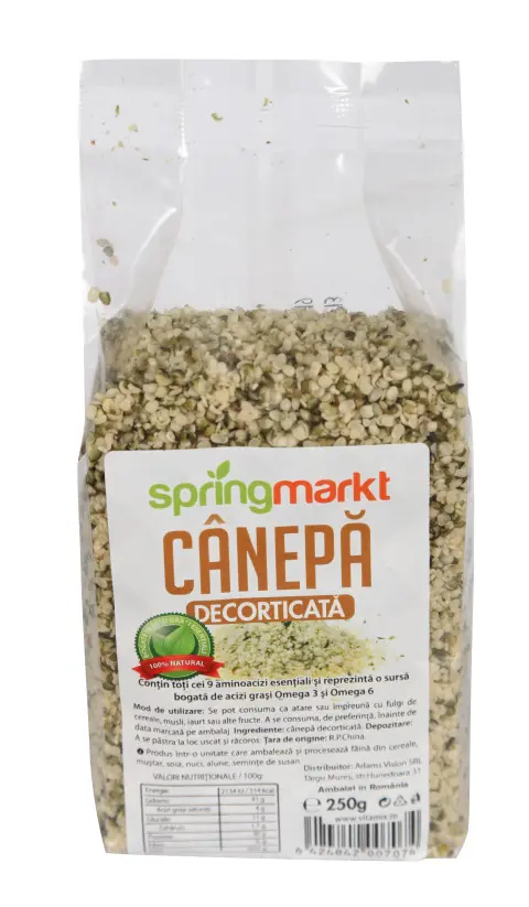 Semințe de cânepă decorticate 250 g – Springmarkt - Gust plăcut