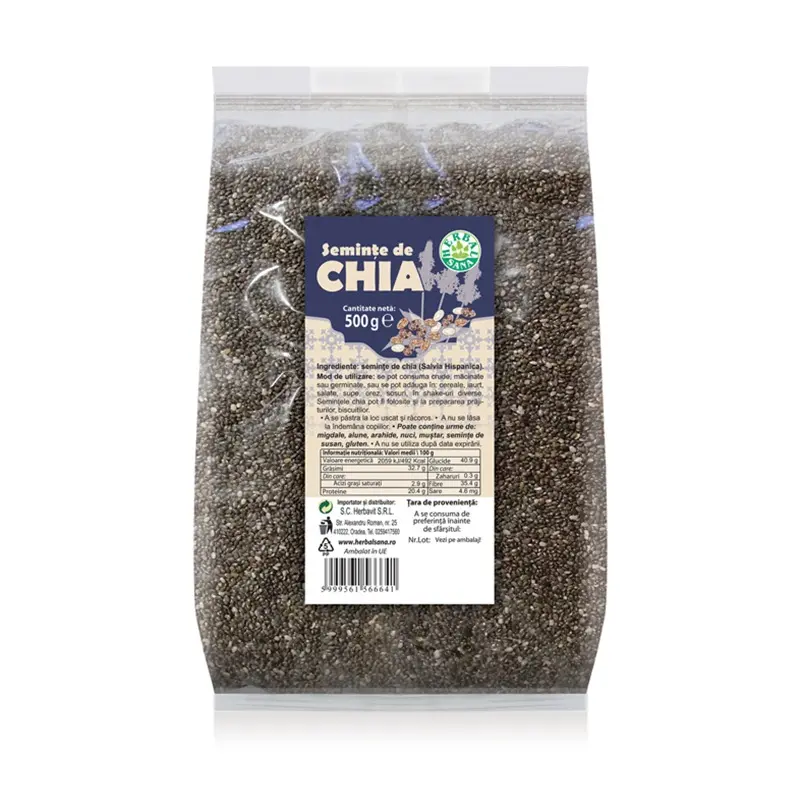 Semințe de chia 500 g – Herbavit - Multe utilizări