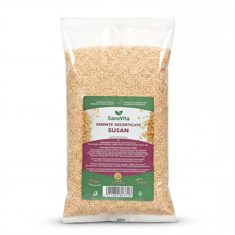 Semințe de susan decorticat 1 kg – Sano Vita - Pachet mare