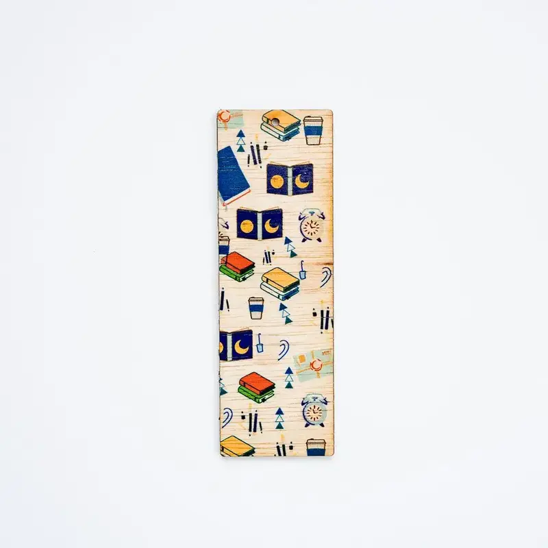 Semn de carte din lemn fara text "Booklovers Blue"