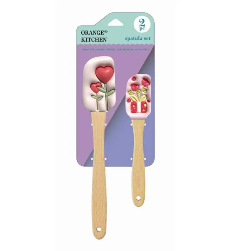Set 2 Spatule Silicon Model Inimi Trandafir Cadou