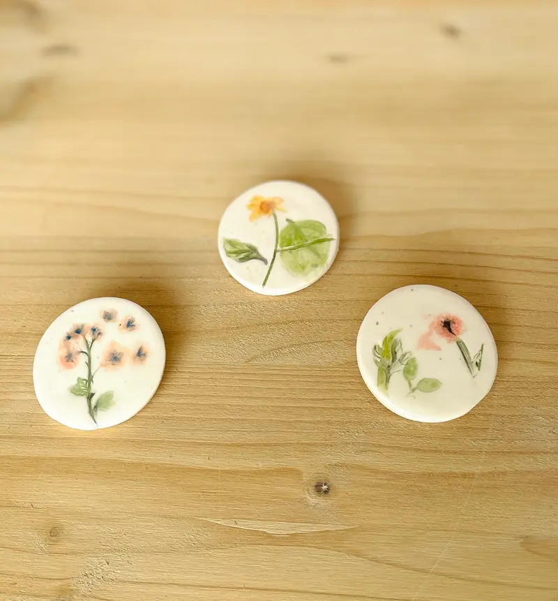Set 3 brose ceramice cu flori si frunze