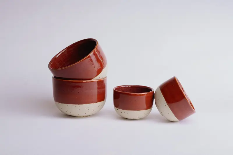 Set 4 cani - 2x Latte si 2x Espresso - Burgundy